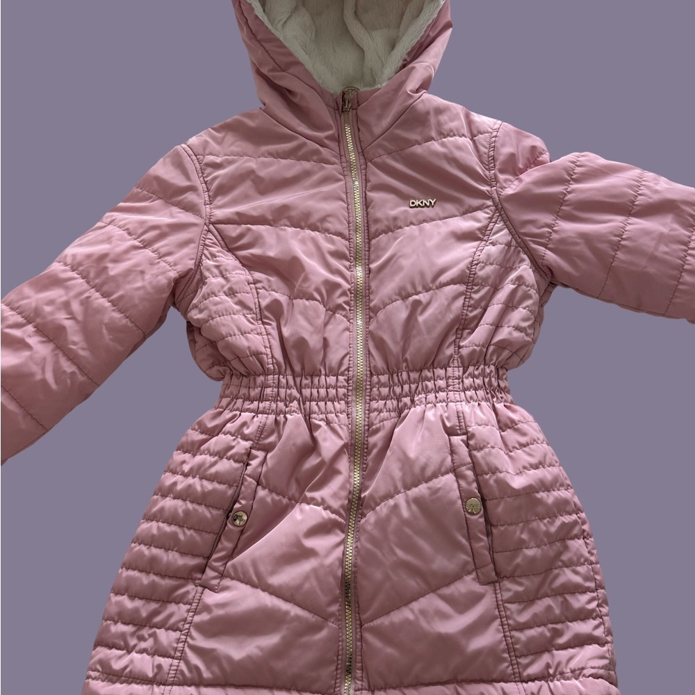 DKNY Light Pink Hooded Quilted Jacket